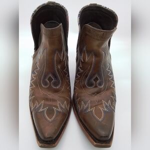 ARIAT DIXON CHIMAYO FIERY TAN & NAVY BOOTS SIZE 8.5